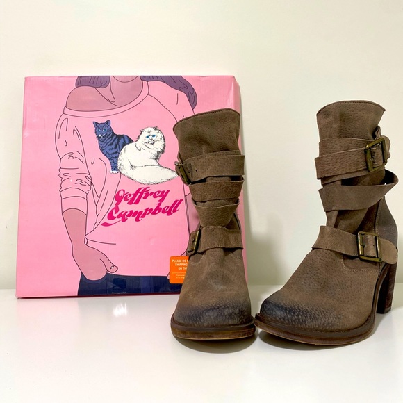 6.5 VINTAGE Jeffrey Campbell boots. Naturally distressed light brown. - Picture 1 of 7